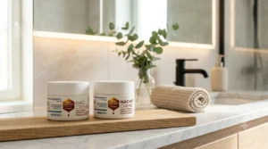 potten dag en nactcreme manuka bij wastafel